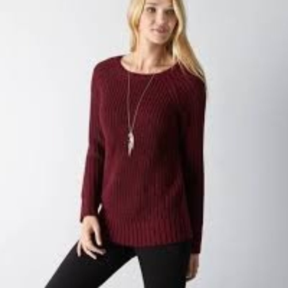 American Eagle Womens Red‎ Knit Jegging Sweater Size S Preppy Layering Autumn